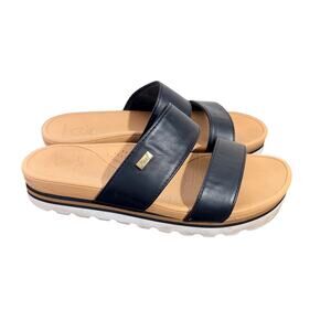 Reef Women's Size 9 Black Platform Cushion Slides Sandals Banded Horizon Hi